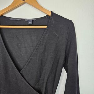 Banana Republic Wrap Front Dress, Long Sleeve Knee Length, Size Small, Black